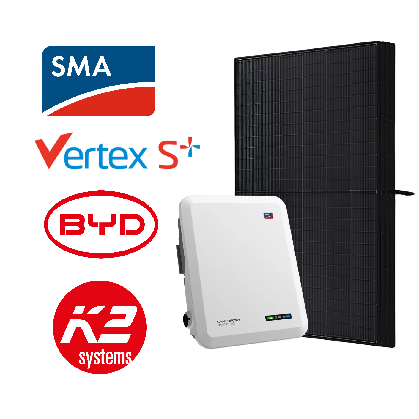 SMA 5-10kWp Complete PV System, with BYD Battery Option, incl. Installation & Registration